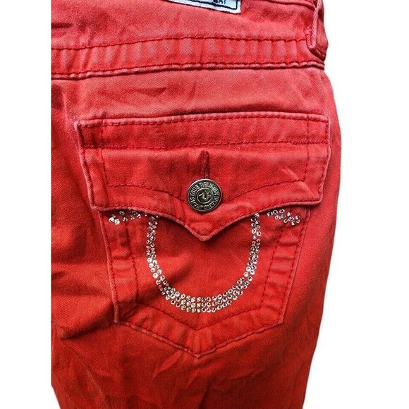True Religion Red Legging Skinny Jeans Embellished Size 24 - Picture 4 of 9